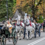 Paradny przejazd z kościoła parafialnego do BCK - obchody 100 lat teatru w Bukowinie Tatrzańskiej Paradny przejazd z kościoła parafialnego do BCK - obchody 100 lat teatru w Bukowinie Tatrzańskiej