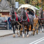 Paradny przejazd z kościoła parafialnego do BCK - obchody 100 lat teatru w Bukowinie Tatrzańskiej Paradny przejazd z kościoła parafialnego do BCK - obchody 100 lat teatru w Bukowinie Tatrzańskiej